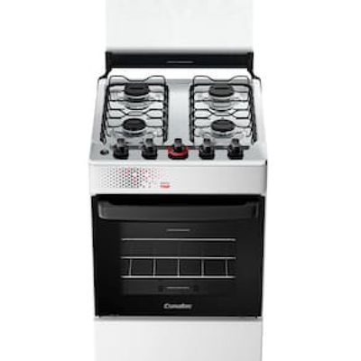 Fogão Esmaltec IDEAL Top T4IAB Branco 4 Bocas com Mesa de Inox e Acendimento Automático Forno 50L  Bivolt Branco / Bivolt
