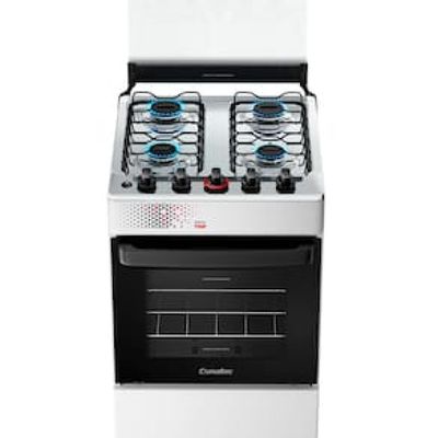 Fogão Esmaltec IDEAL Top T4IAB Branco 4 Bocas com Mesa de Inox e Acendimento Automático Forno 50L  Bivolt Branco / Bivolt