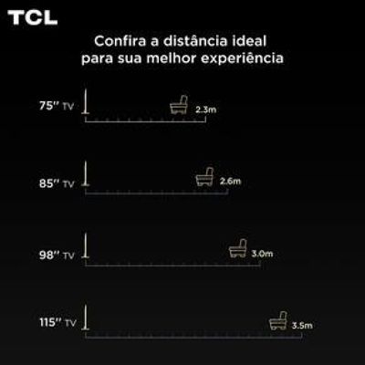 Smart TV 65 TCL C6K Premium 4K QD-Mini LED com Sistema Operacional Google TV, Dolby Vision IQ, Atmos, Subwoofer, HDR10+, 144Hz VRR e Comando de Voz Preto / Bivolt