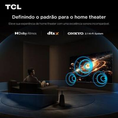 Smart TV 65 TCL C6K Premium 4K QD-Mini LED com Sistema Operacional Google TV, Dolby Vision IQ, Atmos, Subwoofer, HDR10+, 144Hz VRR e Comando de Voz Preto / Bivolt