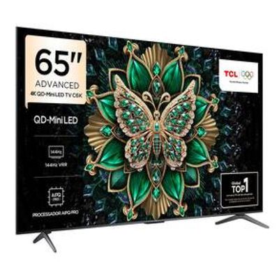 Smart TV 65 TCL C6K Premium 4K QD-Mini LED com Sistema Operacional Google TV, Dolby Vision IQ, Atmos, Subwoofer, HDR10+, 144Hz VRR e Comando de Voz Preto / Bivolt