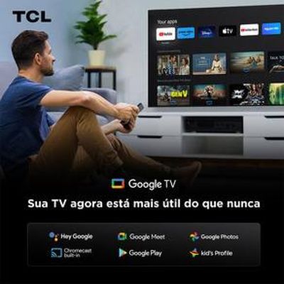 Smart TV 50" TCL C6KS 4K QD-Mini LED com Sistema Operacional Google TV, Dolby Vision, Atmos, HDR10+, ALLM, HDMI 2.1 e Comando de voz Preto / Bivolt