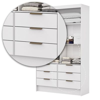 Closet De Casal Sevilha Com 6 Gavetas Carioca Móveis Branco