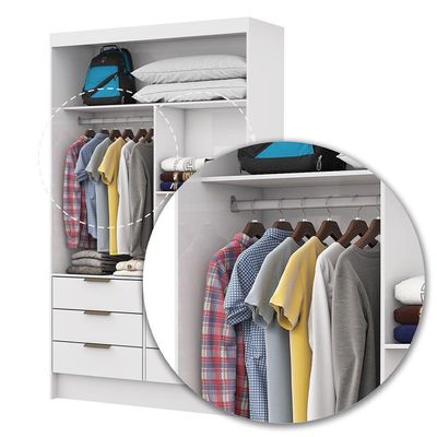 Closet De Casal Sevilha Com 6 Gavetas Carioca Móveis Branco