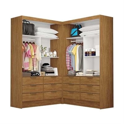 Closet Casal Duplo Sevilha Premium Com 12 Gavetas Freijó