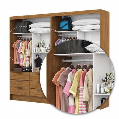 Closet Casal Duplo Sevilha Premium Com 12 Gavetas Freijó