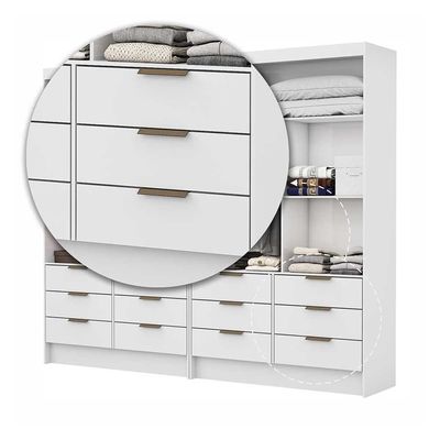 Closet Casal Duplo Sevilha Premium Com 12 Gavetas Branco