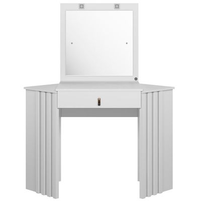 Penteadeira Camarim De Canto Com Espelho 1 Gaveta Glitter Branco - Albatroz