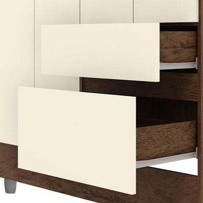 Guarda Roupa Solteiro 103cm Com Espelho Ideal Imbuia/champanhe - Vila Rica