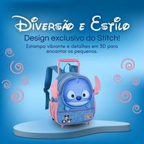 Mochila Escolar Infantil Com Rodinhas Stitch Tsum 3d
