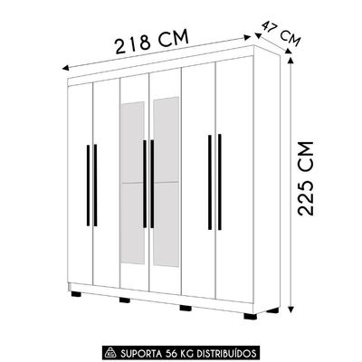 Guarda Roupa Casal 218cm Com Espelho Elegance Imbuia/champanhe - Vila Rica