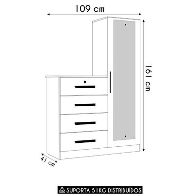 Cômoda Para Quarto 109cm 1 Porta Belize Plus Off-cinamomo - Albatroz