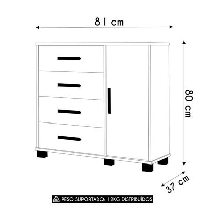 Cômoda Infantil Para Quarto 80cm 4 Gavetas Herói Aranha Z53 - Mpozenato