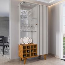 Cristaleira Porta De Vidro E Adega 91cm Lauana Off-naturalle B02 - Mpozenato