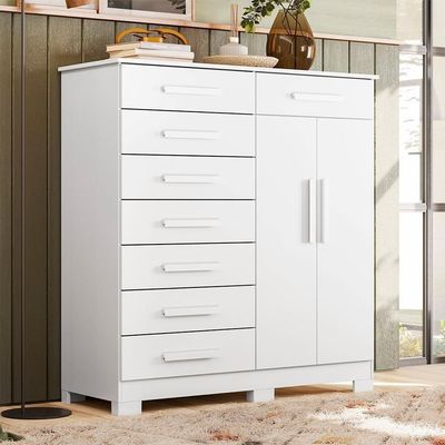 Cômoda Sapateira 8 Gavetas 2 Portas 125cm Verona Branco - Albatroz
