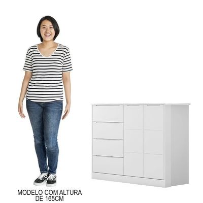 Cômoda Infantil 2 Portas E 4 Gavetas Eloá Branco - Phoenix
