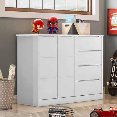 Cômoda Infantil 2 Portas E 4 Gavetas Eloá Branco - Phoenix