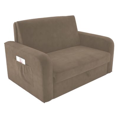 Sofá Cama Com Baú 2 Lugares Harry Veludo Cappuccino