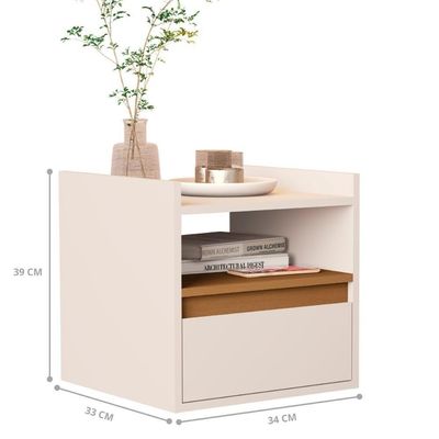 Mesa Cabeceira Suspensa Giardini Off White Nature