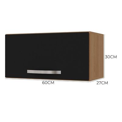 Armário Aéreo Para Geladeira 1 Porta 60cm Amêndoa/Preto