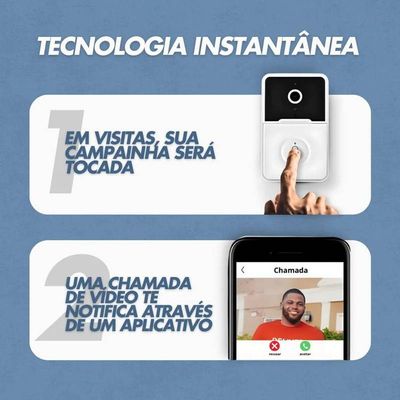 Campainha Com Câmera Sem Fio Inteligente Interfone Com áudio