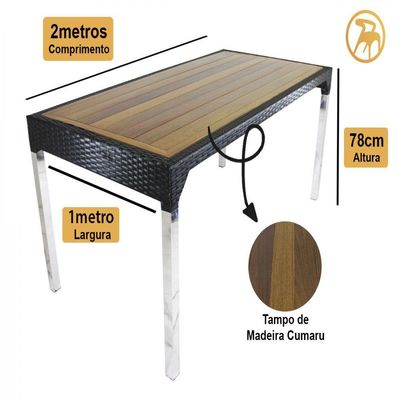 8 Cadeiras Cannes E Mesa Retangular Com Tampo Trama Original Pedra Ferro