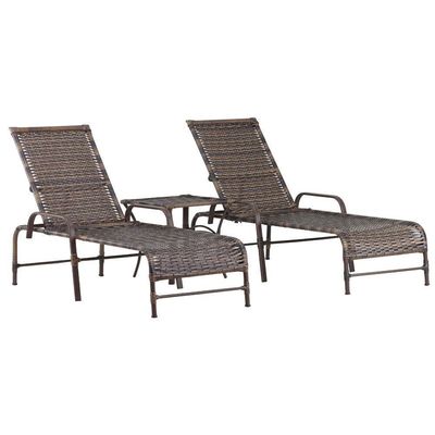 2 Espreguiçadeiras Mesa Roma Chaise Cadeira Emily Ombrelone Cappuccino