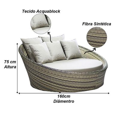 2 Espreguiçadeiras Mesa Roma Chaise Cadeira Emily Ombrelone Cappuccino