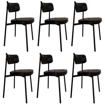 Cadeira De Jantar Estofada Kit 6 Ella M25 Sintético Preto - Mpozenato