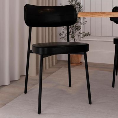 Cadeira De Jantar Estofada Kit 6 Ella M25 Sintético Preto - Mpozenato