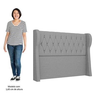 Cabeceira Casal Cama Box 140cm Malva Z04 Linho Cinza - Mpozenato