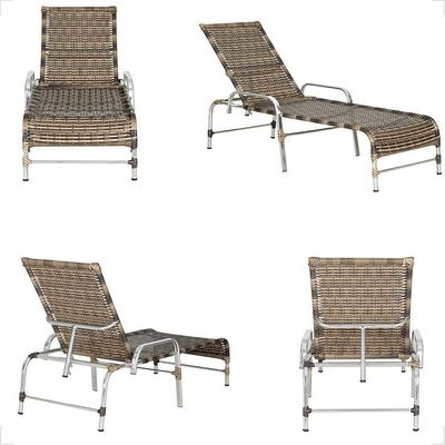 2 Espreguiçadeiras Catar E Mesa Para Piscina Jardim Varanda Cappuccino