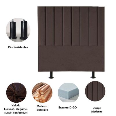 Cabeceira Estofada Cama King 195 Cm Lívia Veludo E Frame marrom
