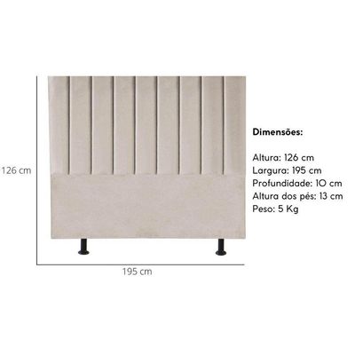 Cabeceira Estofada Cama Box King 195 Cm Lídia Linho E Frame bege