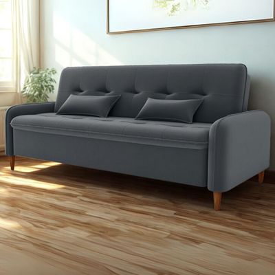 Sofa Cama 2 Lugares 206cm Donna Veludo E425 Milani Store Cinza
