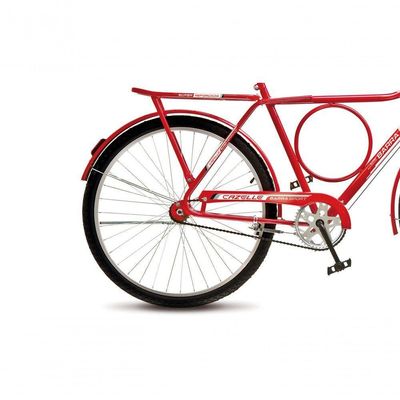 Bicicleta Colli Barra Sport Aro 26 Em Ferro Com Bagageiro E Capa Corrente Vermelho
