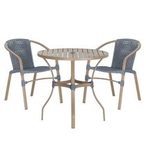 02 Cadeiras Floripa E Mesa Roma 100cm Fendi E Corda Nautica Prata