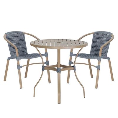 02 Cadeiras Floripa E Mesa Roma 100cm Fendi E Corda Nautica Prata