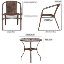04 Cadeiras Floripa E Mesa Roma 80cm Marrom Trama Original Marrom