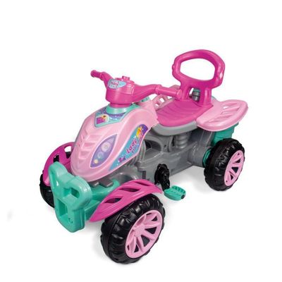Quadriciclo Infantil Verde Com Rosa Com Haste Acento Pedal