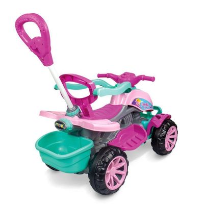Quadriciclo Infantil Verde Com Rosa Com Haste Acento Pedal