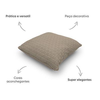 Capa De Almofada Decorativa Tricot Golden Com Zíper Amêndoa