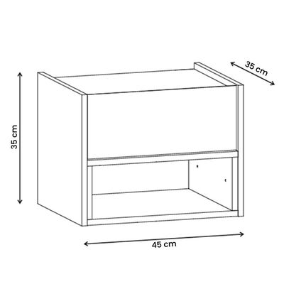 Conjunto De Mesa Cabeceira Quarto Florença Suspensa 1 Gaveta Off White cedro