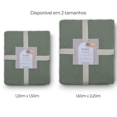 Manta Decorativa Para Sofá Tricot Golden 1,60m X 2,20m 100% Algodão Verde Sálvia