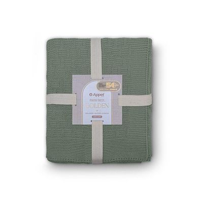Manta Decorativa Para Sofá Tricot Golden 1,60m X 2,20m 100% Algodão Verde Sálvia