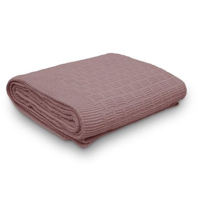Manta Decorativa Para Sofá Tricot Golden 1,20m X 1,50m 100% Algodão Rosa Místico