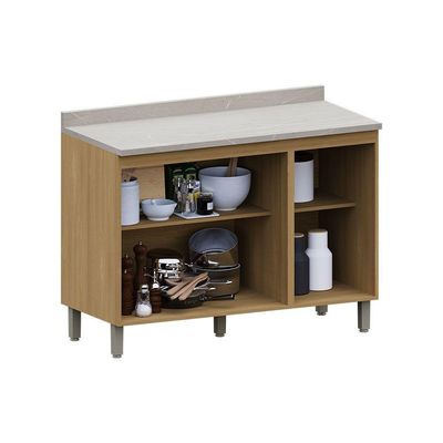 Balcão Cozinha P/ Pia 120cm 3 Pts C/Tampo Elegance Luciane.