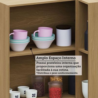 Armário Aéreo Canto Reto 95cm 2 Pts C/ Nicho Elegance Lucian Freijó/freijó Brasil