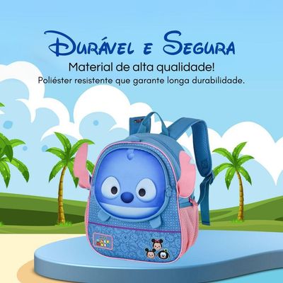 Mochila Infantil Com Rodinhas Stitch Tsum 3d Escolar