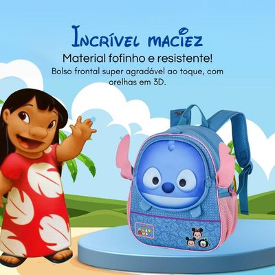 Mochila Infantil Com Rodinhas Stitch Tsum 3d Escolar